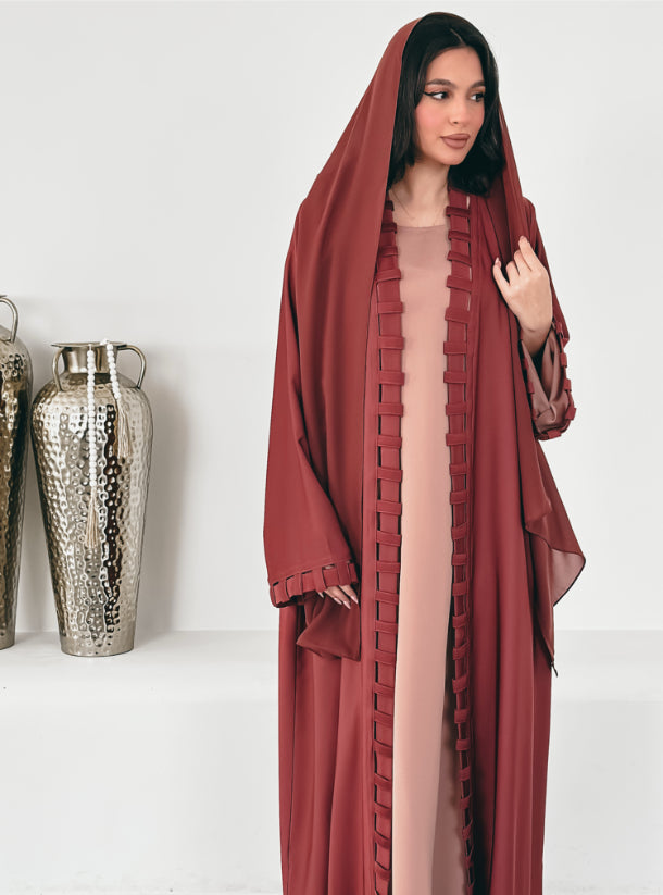 Terracotta Abaya with matching Inner Dress