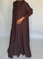 Chocolate Brown Soft Crepe Abaya, With Matching Under Abaya Dress & Shaila