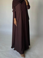 Chocolate Brown Soft Crepe Abaya, With Matching Under Abaya Dress & Shaila