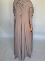 Taupe Soft Crepe Abaya, With Matching Under Abaya Dress & Shaila