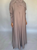 Taupe Soft Crepe Abaya, With Matching Under Abaya Dress & Shaila