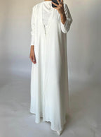 Off-White Soft Crepe Abaya, With Matching Under Abaya Dress & Shaila