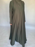 Olive Green Soft Crepe Abaya, With Matching Under Abaya Dress & Shaila