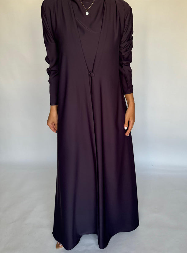 Dark Purple Soft Crepe Abaya, With Matching Under Abaya Dress & Shaila