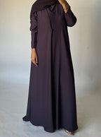 Dark Purple Soft Crepe Abaya, With Matching Under Abaya Dress & Shaila