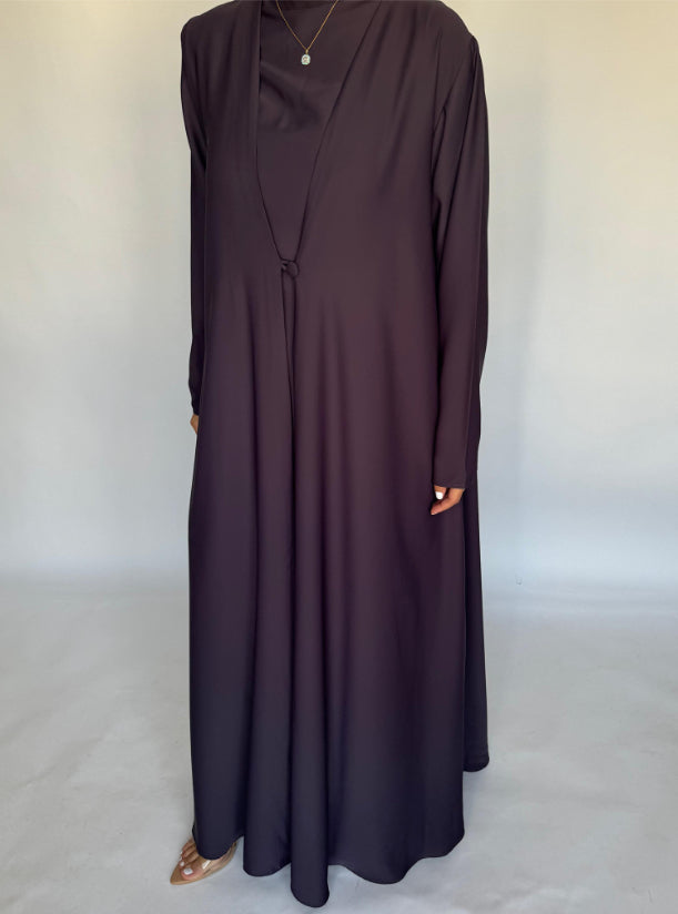Dark Purple Soft Crepe Abaya, With Matching Under Abaya Dress & Shaila