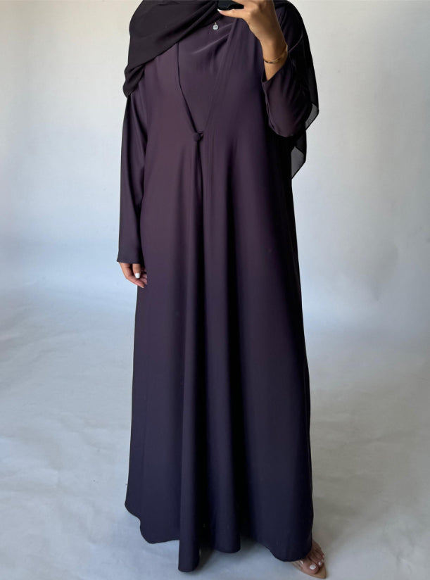 Dark Purple Soft Crepe Abaya, With Matching Under Abaya Dress & Shaila