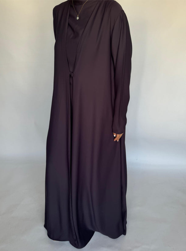 Dark Purple Soft Crepe Abaya, With Matching Under Abaya Dress & Shaila