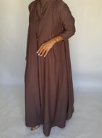 Brown Soft Crepe Abaya, With Matching Under Abaya Dress & Shaila