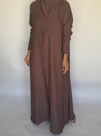 Brown Soft Crepe Abaya, With Matching Under Abaya Dress & Shaila