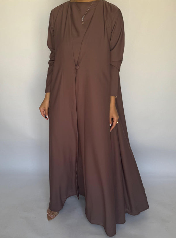 Brown Soft Crepe Abaya, With Matching Under Abaya Dress & Shaila