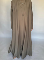 Khaki Soft Crepe Abaya, With Matching Under Abaya Dress & Shaila