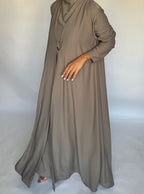 Khaki Soft Crepe Abaya, With Matching Under Abaya Dress & Shaila