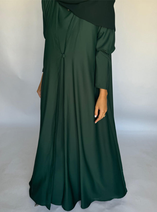 Forest Green Soft Crepe Abaya, With Matching Under Abaya Dress & Shaila