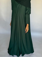 Forest Green Soft Crepe Abaya, With Matching Under Abaya Dress & Shaila