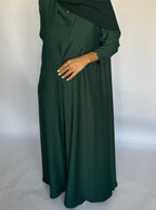Forest Green Soft Crepe Abaya, With Matching Under Abaya Dress & Shaila