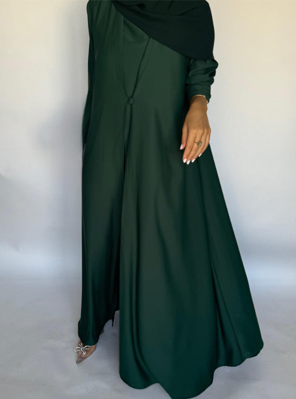 Forest Green Soft Crepe Abaya, With Matching Under Abaya Dress & Shaila