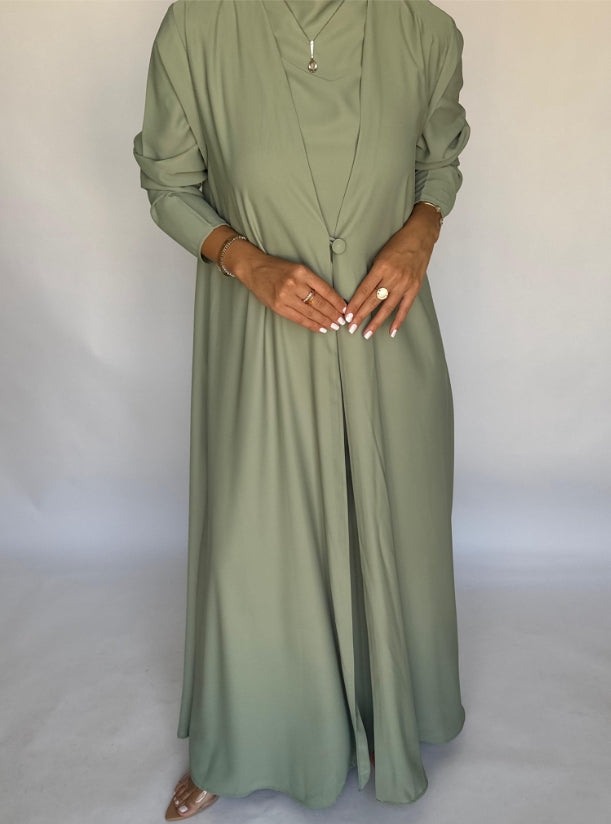 Mint Green Soft Crepe Abaya, With Matching Under Abaya Dress & Shaila