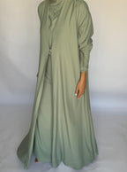 Mint Green Soft Crepe Abaya, With Matching Under Abaya Dress & Shaila