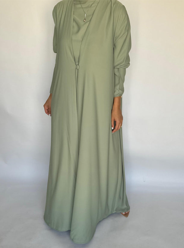 Mint Green Soft Crepe Abaya, With Matching Under Abaya Dress & Shaila