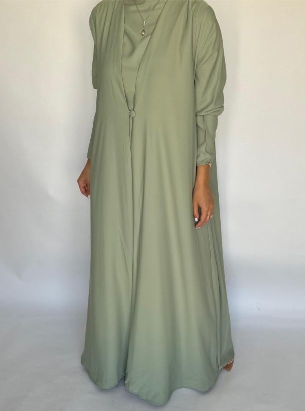 Mint Green Soft Crepe Abaya, With Matching Under Abaya Dress & Shaila