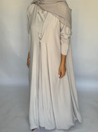 Dusty Cream Soft Crepe Abaya, With Matching Under Abaya Dress & Shaila