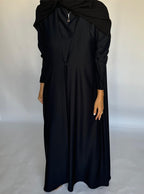 Black Soft Crepe Abaya, With Matching Under Abaya Dress & Shaila