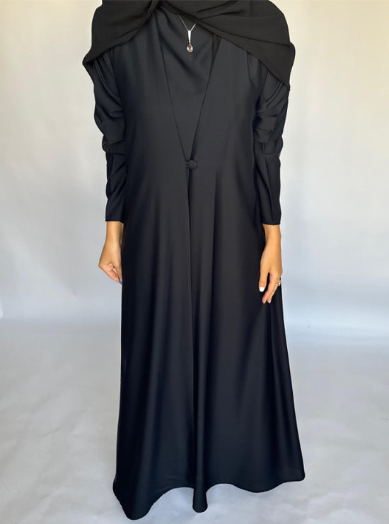 Black Soft Crepe Abaya, With Matching Under Abaya Dress & Shaila