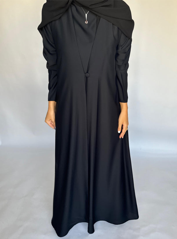 Black Soft Crepe Abaya, With Matching Under Abaya Dress & Shaila