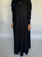 Black Soft Crepe Abaya, With Matching Under Abaya Dress & Shaila