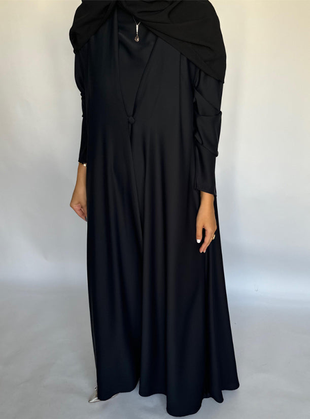 Black Soft Crepe Abaya, With Matching Under Abaya Dress & Shaila