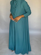 Blue Soft Crepe Abaya, With Matching Under Abaya Dress & Shaila