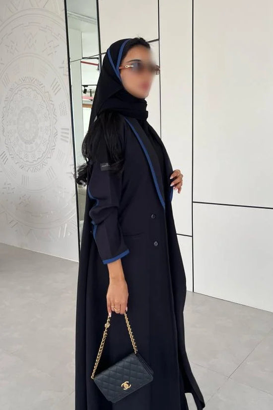 Black with Blue Blazer Abaya