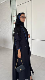 Black with Blue Blazer Abaya