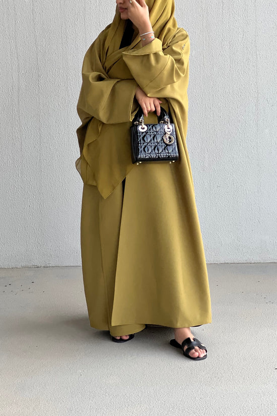 Mustard Green Abaya - Half bisht Abaya