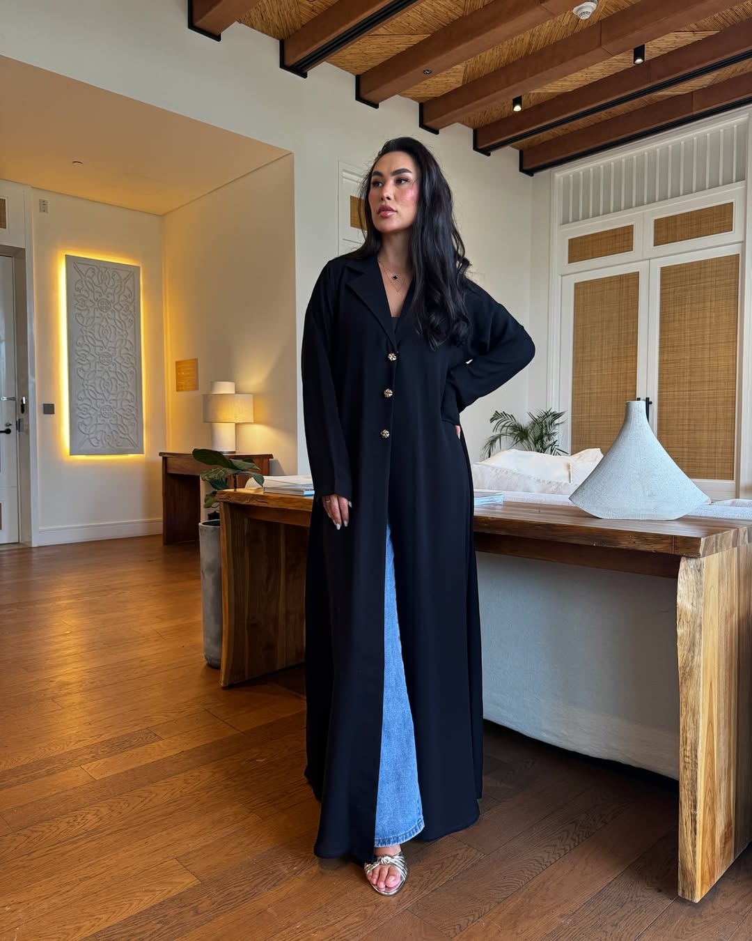 Black Abaya with Golden Buttons