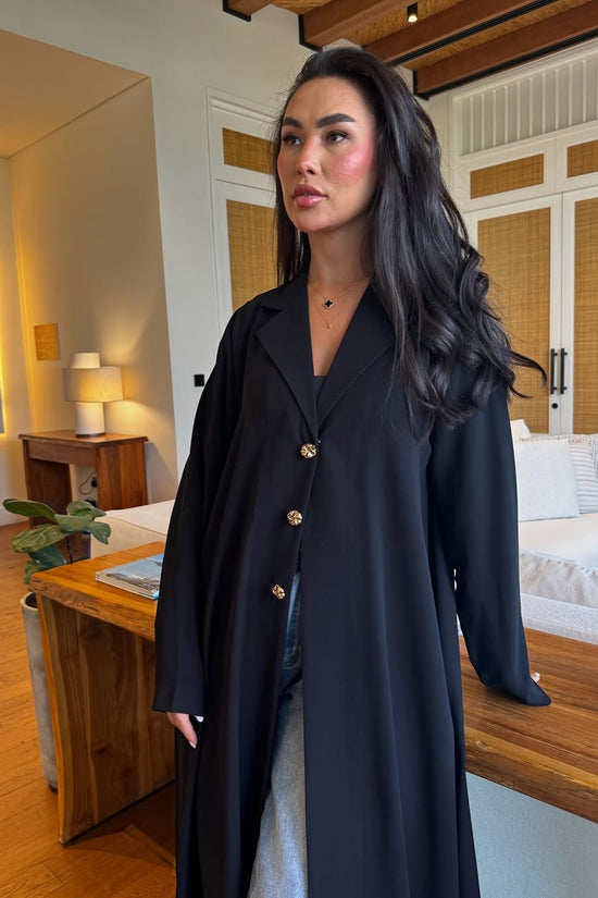 Black Abaya with Golden Buttons