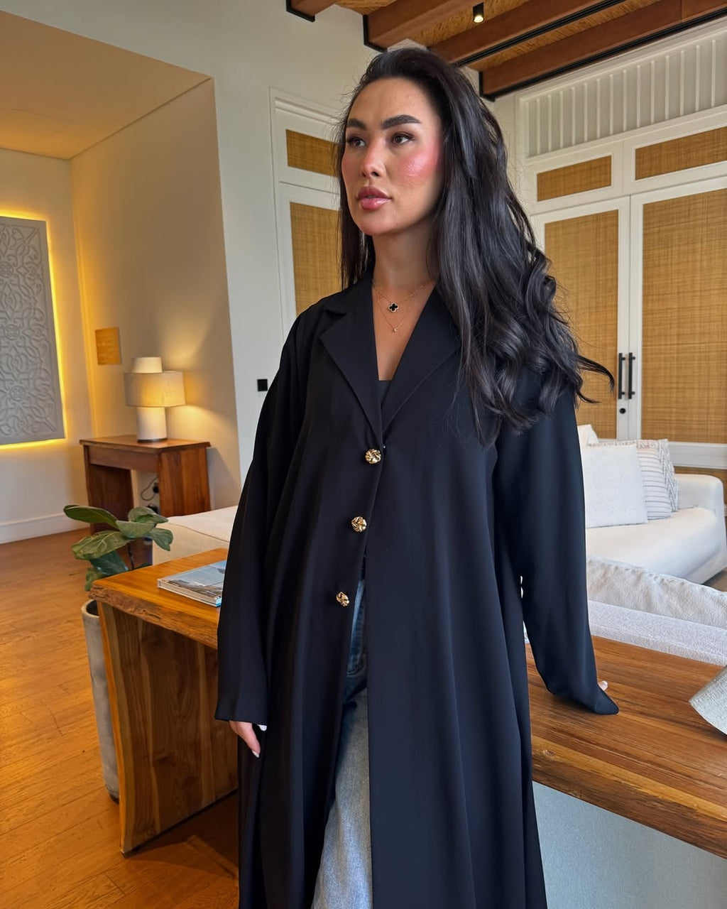 Black Abaya with Golden Buttons