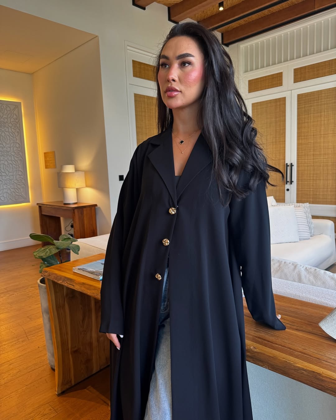Black Abaya with Golden Buttons
