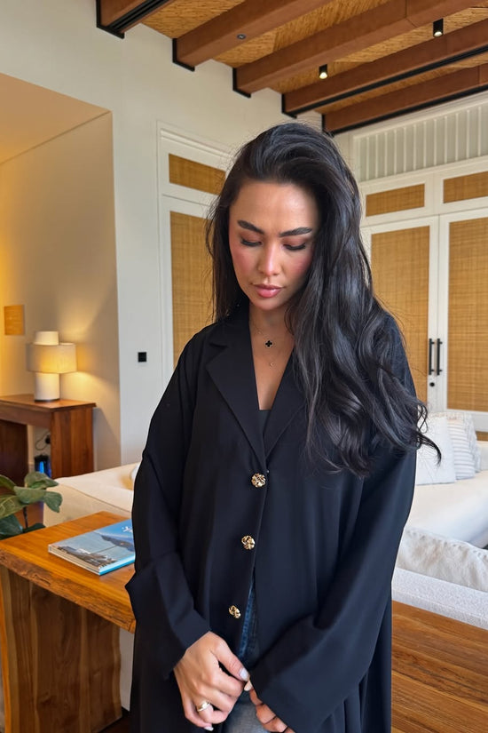 Black Abaya with Golden Buttons