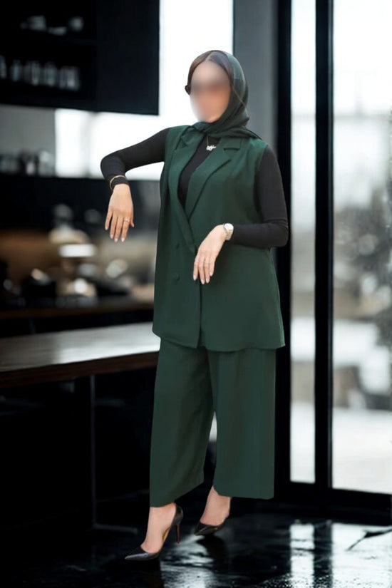 GREEN CREPE BLAZER WITH PANTS
