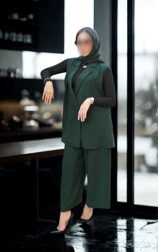 GREEN CREPE BLAZER WITH PANTS