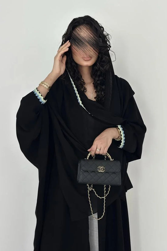 Black Relaxed-Fit Abaya with Contrasting Trim