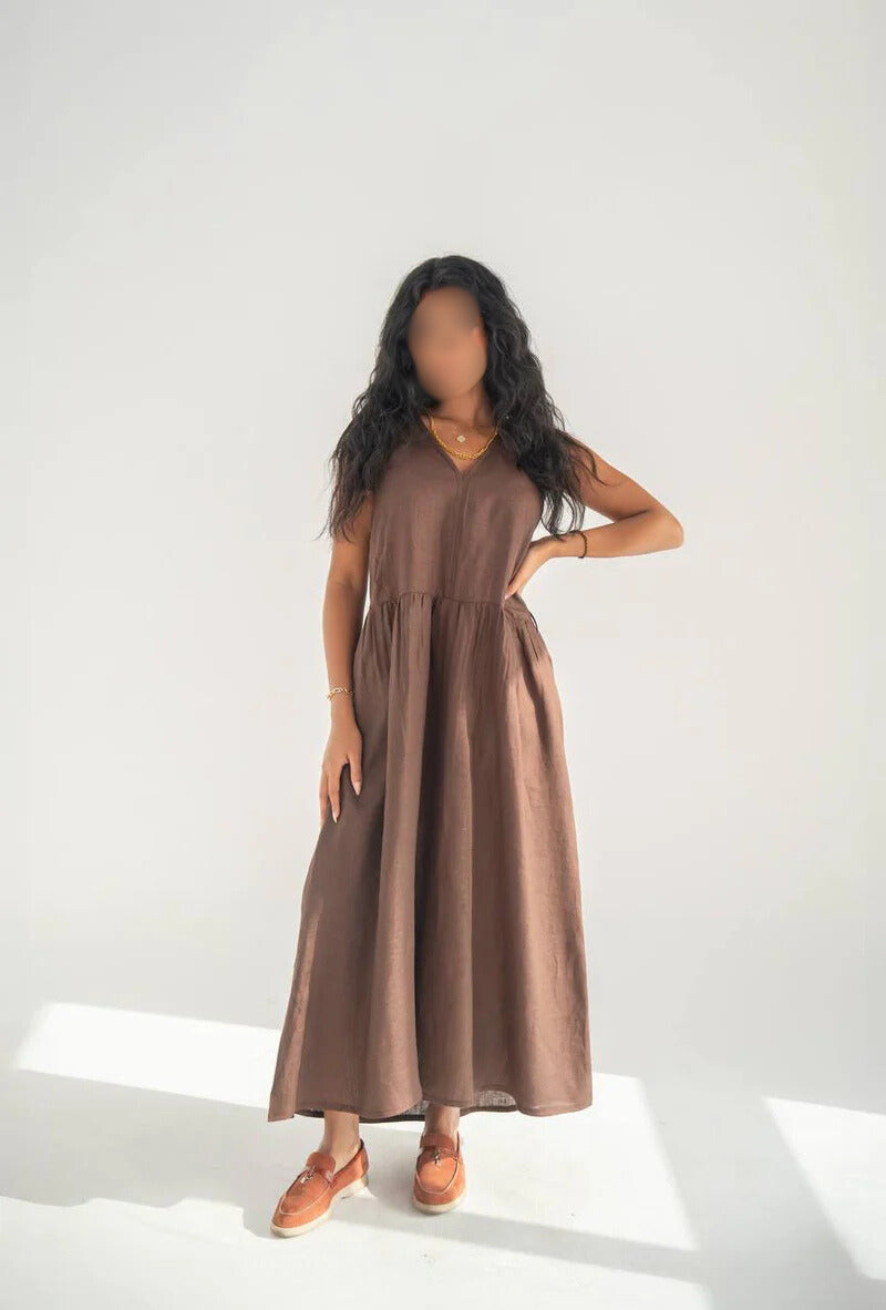 Brown Linen Dress
