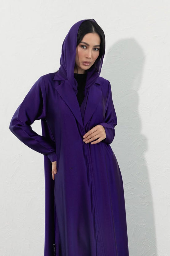 Blazer Satin Abaya - royal purple