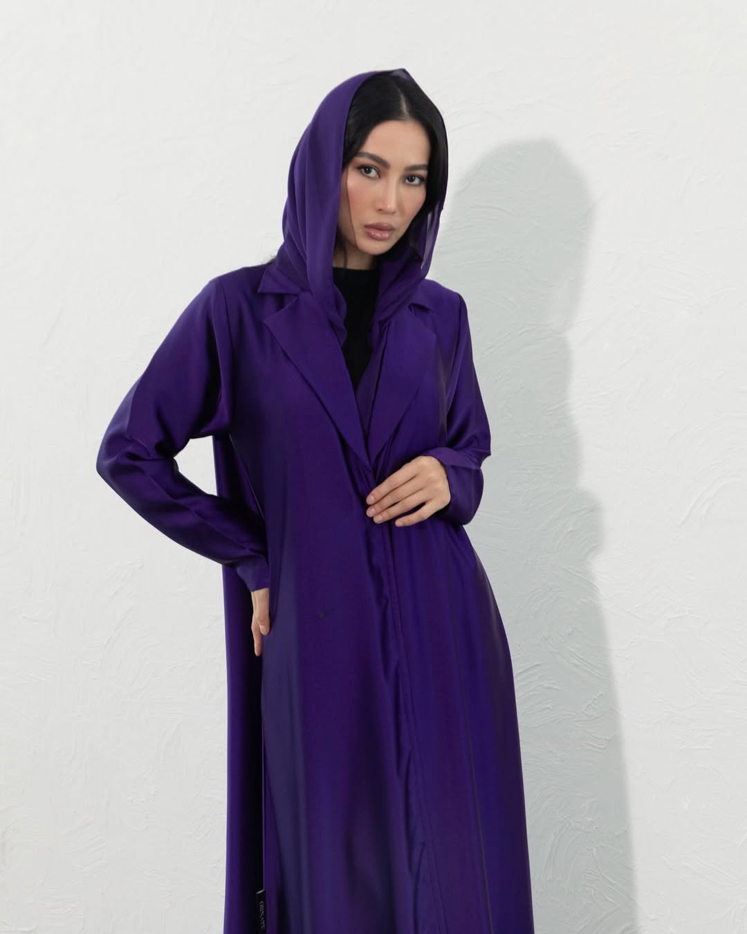 Blazer Satin Abaya - royal purple
