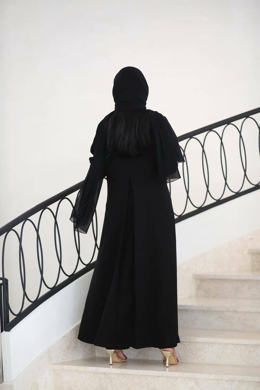 Black Blazer Abaya with Buttons