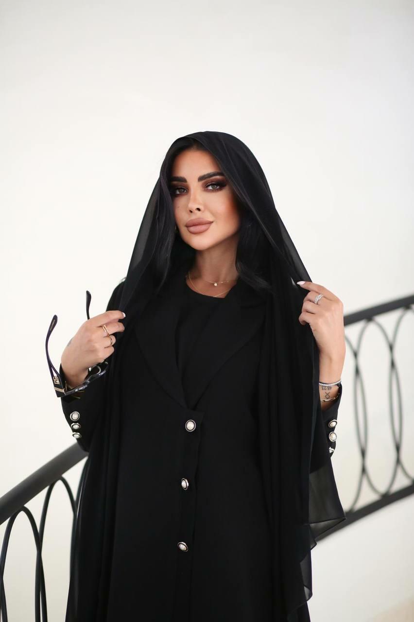 Black Blazer Abaya with Buttons
