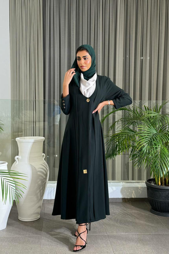 Green crepe blazer abaya