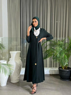 Green crepe blazer abaya